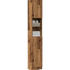vidaXL Armario de baño madera de ingeniería madera vieja 32x25,5x190cm Madera antigua