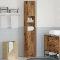 vidaXL Armario de baño madera de ingeniería madera vieja 32x25,5x190cm Madera antigua