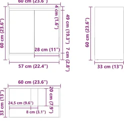 vidaXL Armario de baño madera contrachapada blanco brillo 60x33x61 cm Blanco brillante Hot