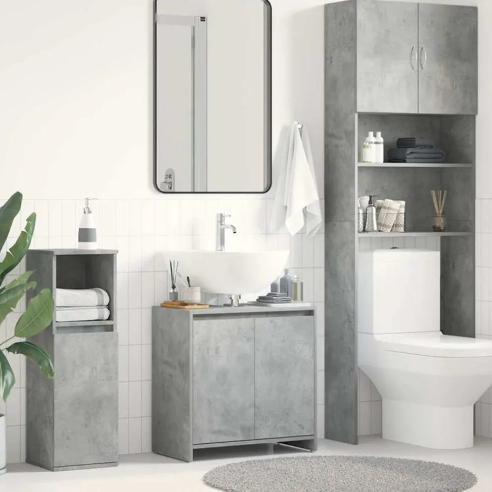 vidaXL Armario de baño madera contrachapada gris hormigón 60x33x61 cm Gris hormigón Sale