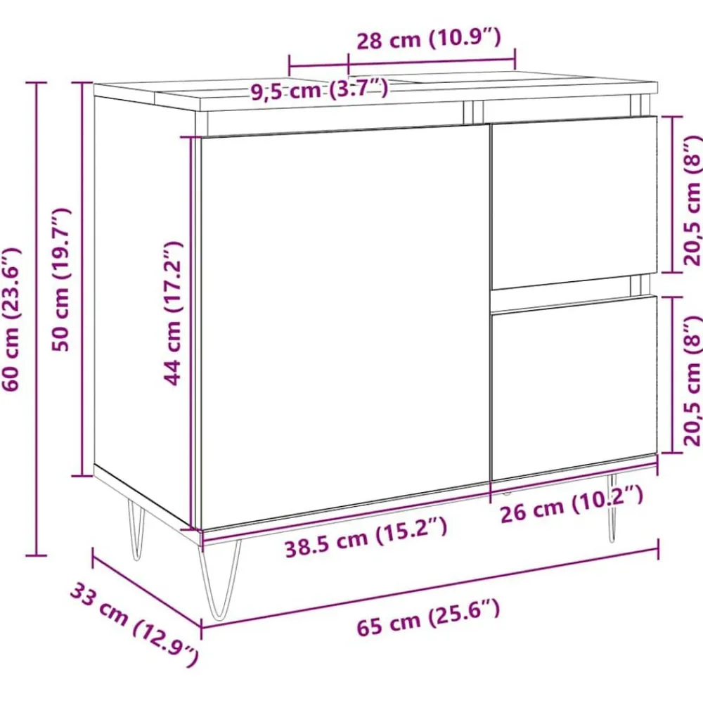 vidaXL Armario de baño madera contrachapada 65x33x60 cm Roble Sonoma Sale