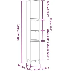 vidaXL Armarios Y Almacenamiento-Armario de baño madera contrachapada 30x30x190 cm