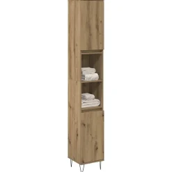 vidaXL Armario de baño madera contrachapada 30x30x190 cm Roble artisan Online