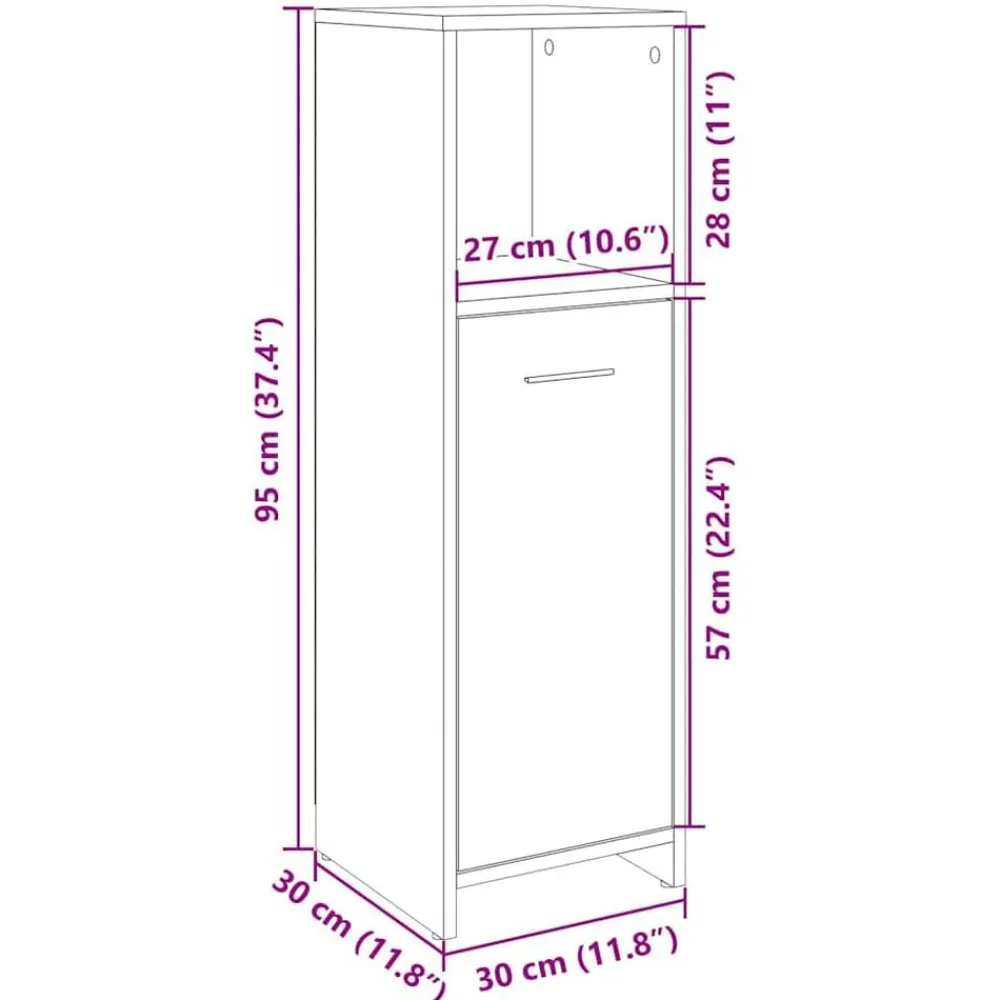 vidaXL Armario de baño madera contrachapada color roble 30x30x95 cm Roble Sonoma Best