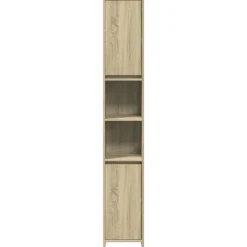 vidaXL Armario de baño madera contrachapada color roble 30x30x183,5 cm Roble Sonoma New