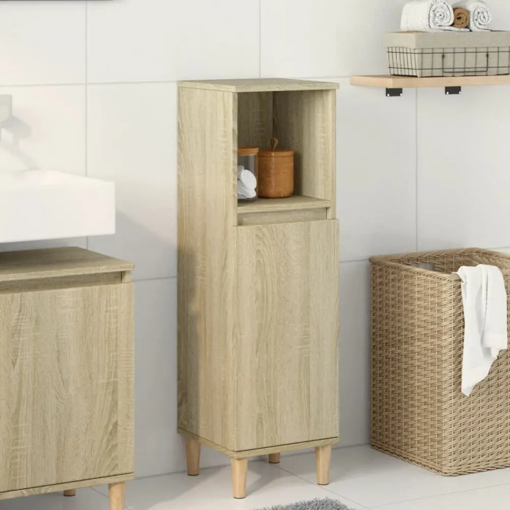 vidaXL Armarios Y Almacenamiento-Armario de baño madera contrachapada 30x30x100 cm