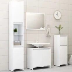 vidaXL Armario de baño madera contrachapada 30x30x95 cm Blanco Discount