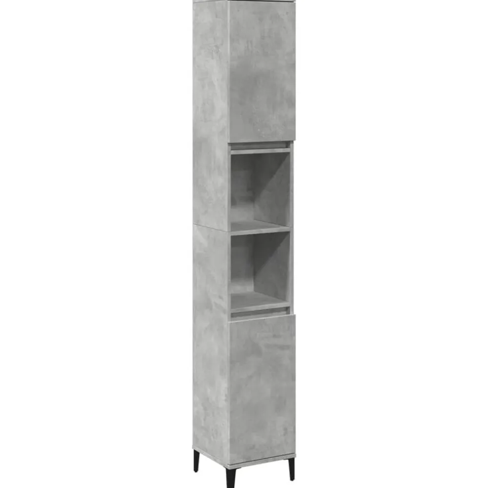 vidaXL Armario de baño madera contrachapada gris hormigón 30x30x190 cm New