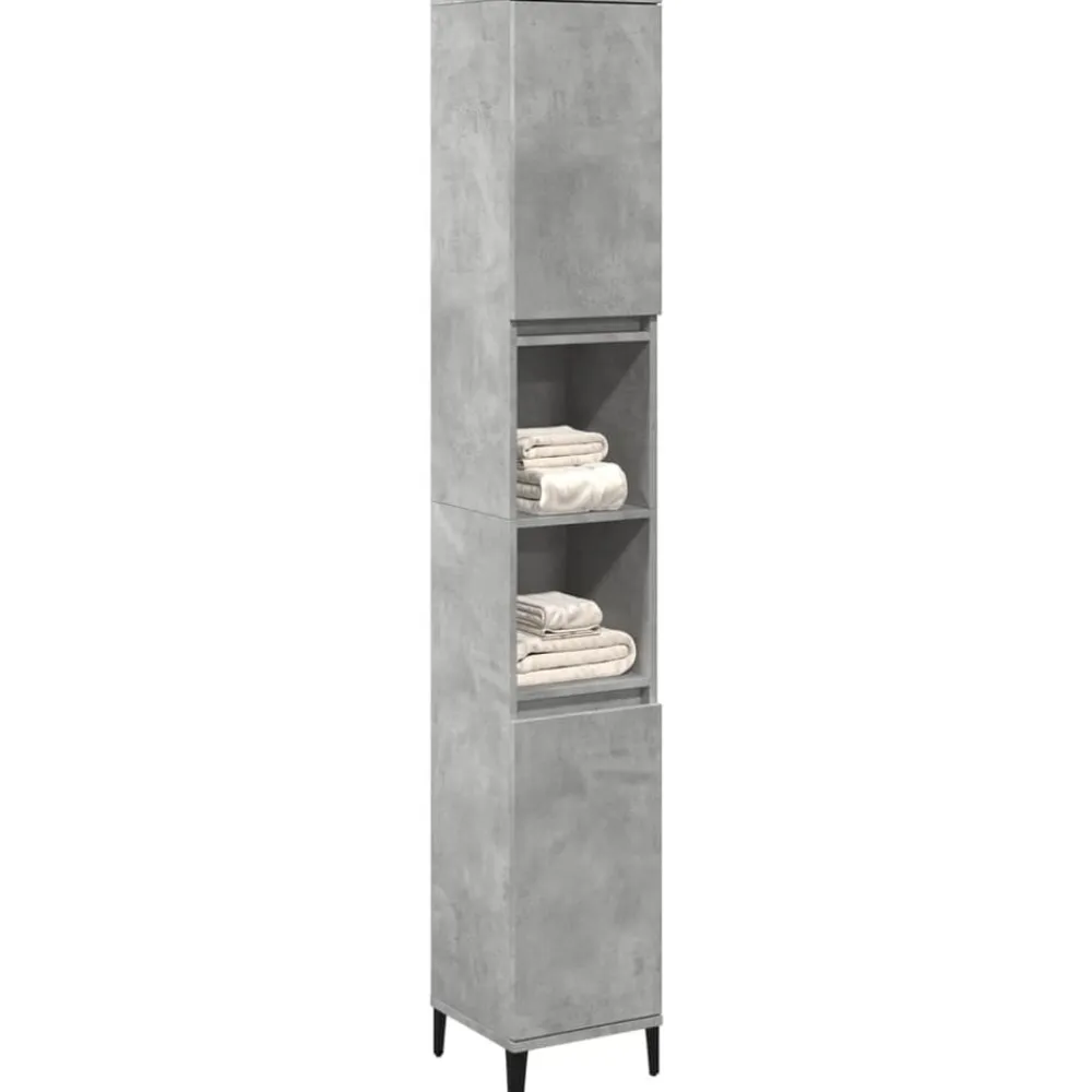 vidaXL Armario de baño madera contrachapada gris hormigón 30x30x190 cm New