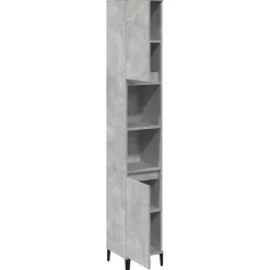 vidaXL Armario de baño madera contrachapada gris hormigón 30x30x190 cm New