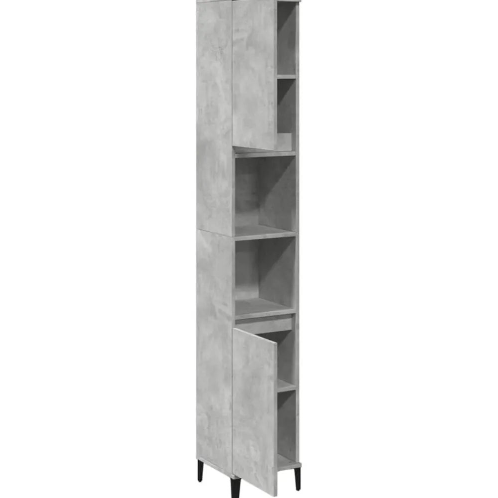 vidaXL Armario de baño madera contrachapada gris hormigón 30x30x190 cm New