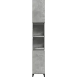 vidaXL Armario de baño madera contrachapada gris hormigón 30x30x190 cm New