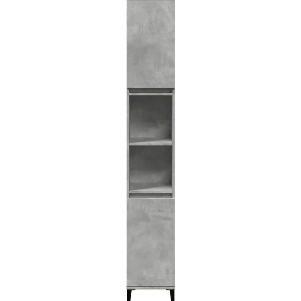 vidaXL Armario de baño madera contrachapada gris hormigón 30x30x190 cm New