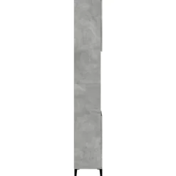 vidaXL Armario de baño madera contrachapada gris hormigón 30x30x190 cm New