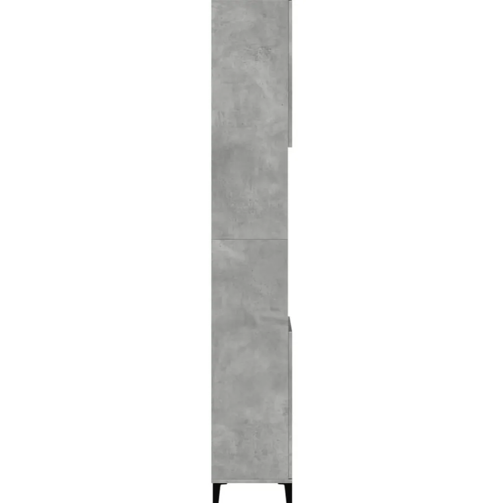 vidaXL Armario de baño madera contrachapada gris hormigón 30x30x190 cm New