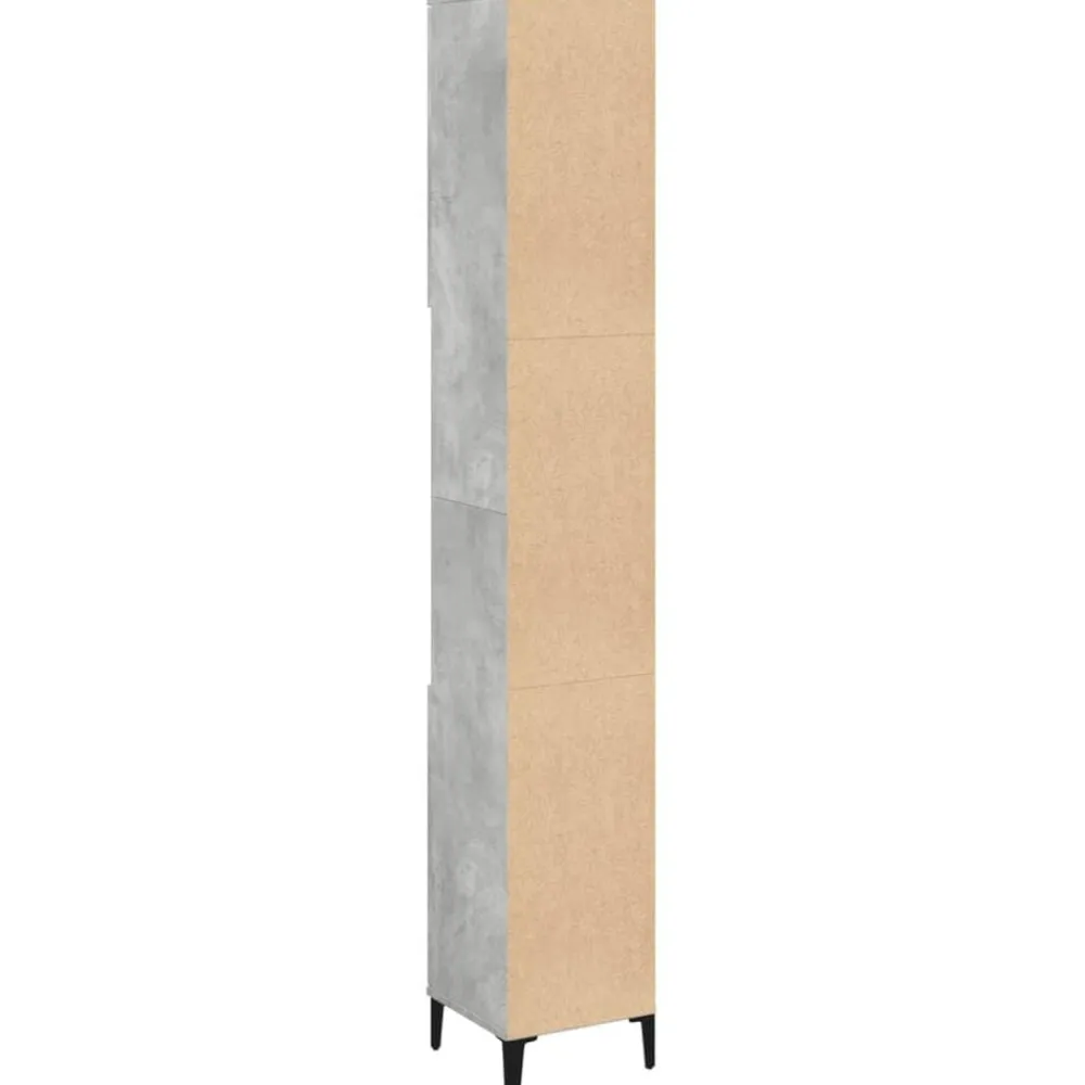 vidaXL Armario de baño madera contrachapada gris hormigón 30x30x190 cm New