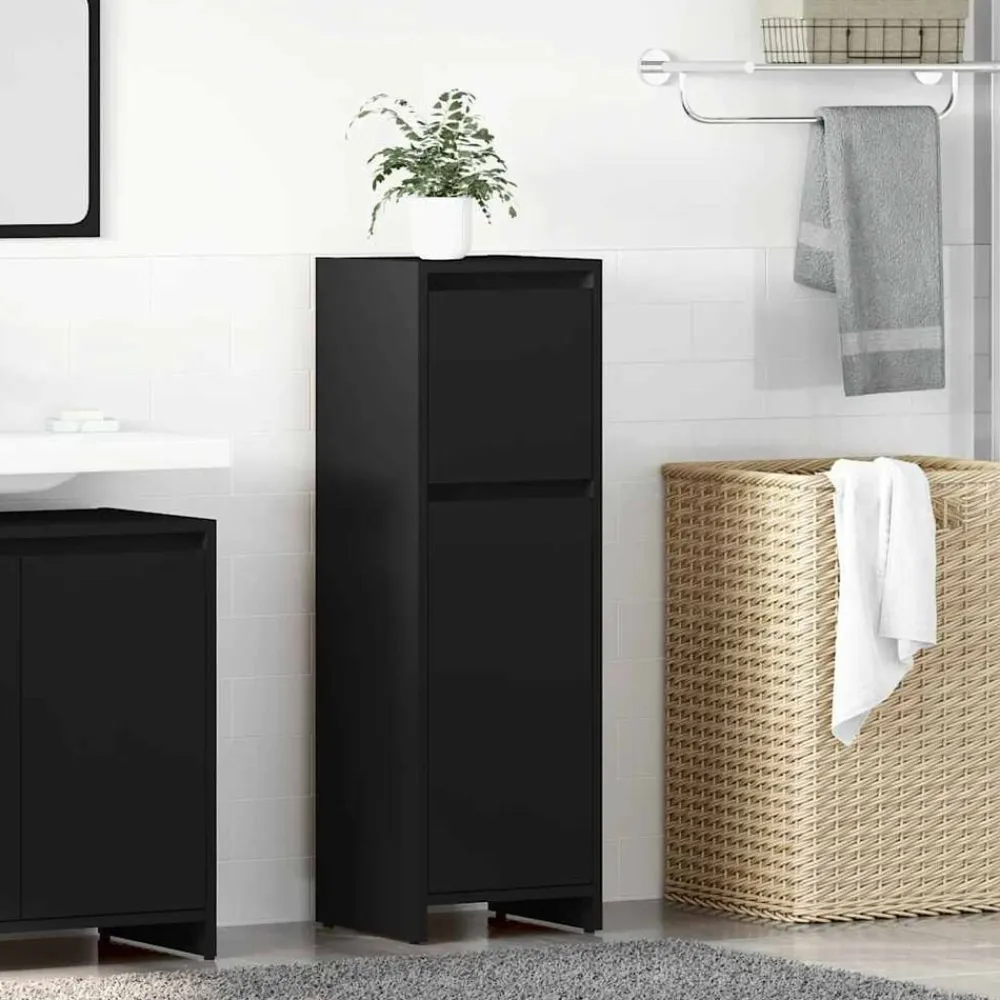 vidaXL Armario de baño madera contrachapada 30x30x95 cm Negro Hot