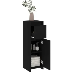 vidaXL Armario de baño madera contrachapada 30x30x95 cm Negro Hot