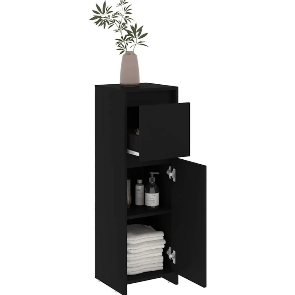 vidaXL Armario de baño madera contrachapada 30x30x95 cm Negro Hot
