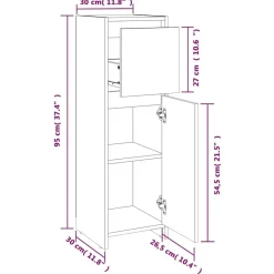 vidaXL Armario de baño madera contrachapada 30x30x95 cm Negro Hot