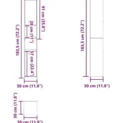 vidaXL Conjuntos De Muebles-Armario de baño madera contrachapada 30x30x183,5 cm