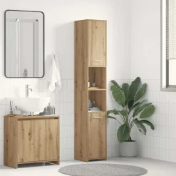 vidaXL Conjuntos De Muebles-Armario de baño madera ingeniería roble artisan 30x30x183,5 cm