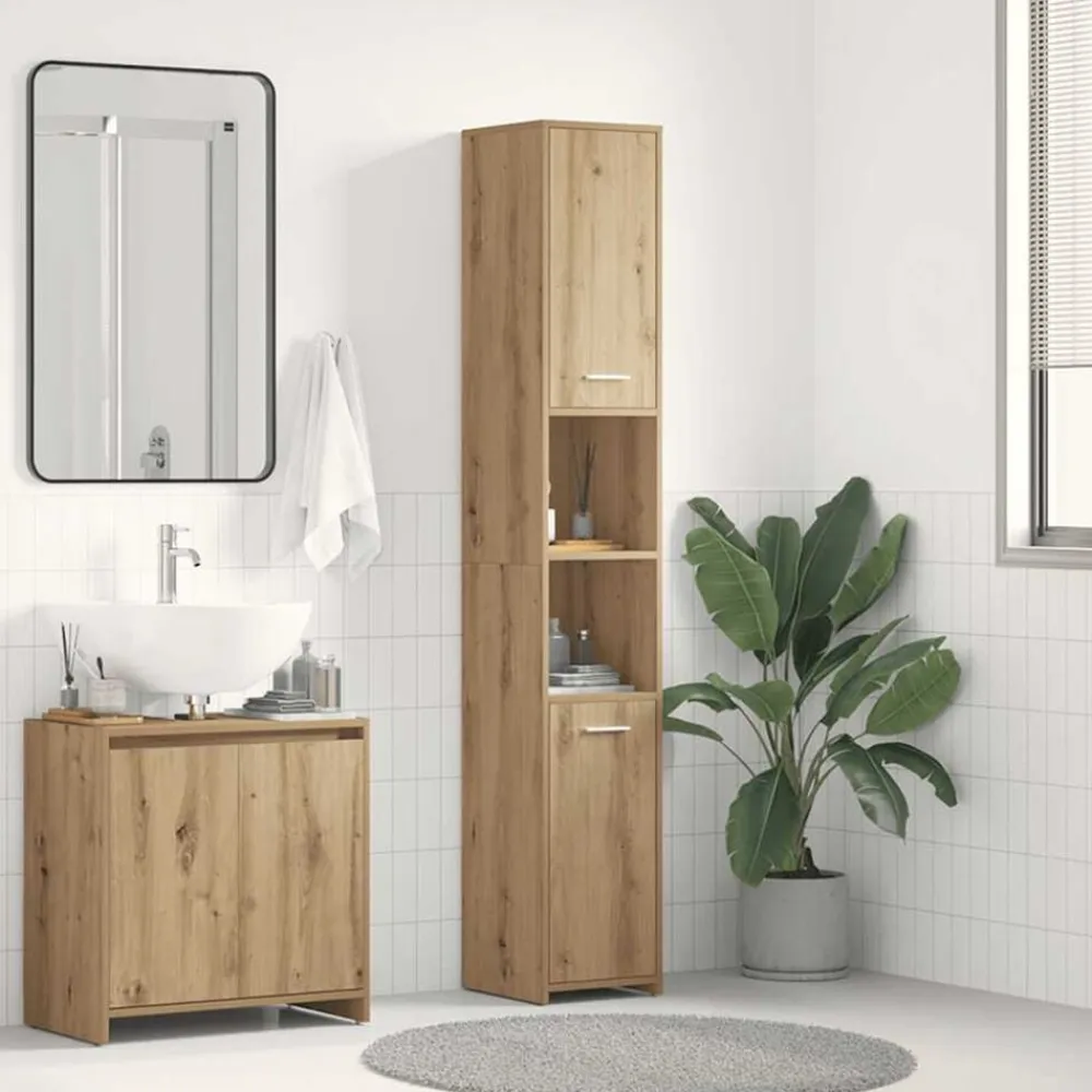 vidaXL Conjuntos De Muebles-Armario de baño madera ingeniería roble artisan 30x30x183,5 cm