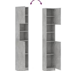 vidaXL Armario de baño madera de ingeniería gris hormigón Gris hormigón Best