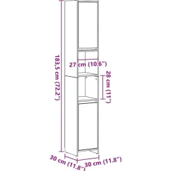 vidaXL Conjuntos De Muebles-Armario de baño madera ingeniería 30x30x183,5 cm