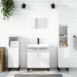 vidaXL Armario de baño madera de ingeniería blanco brillo 58x33x60 cm Blanco brillante Best