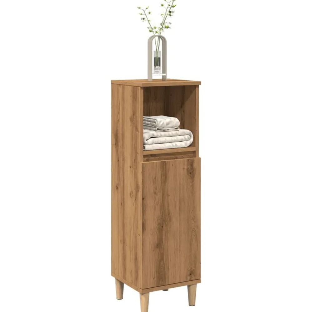 vidaXL Armario de baño madera de ingeniería 30x30x100 cm Roble artisan Clearance