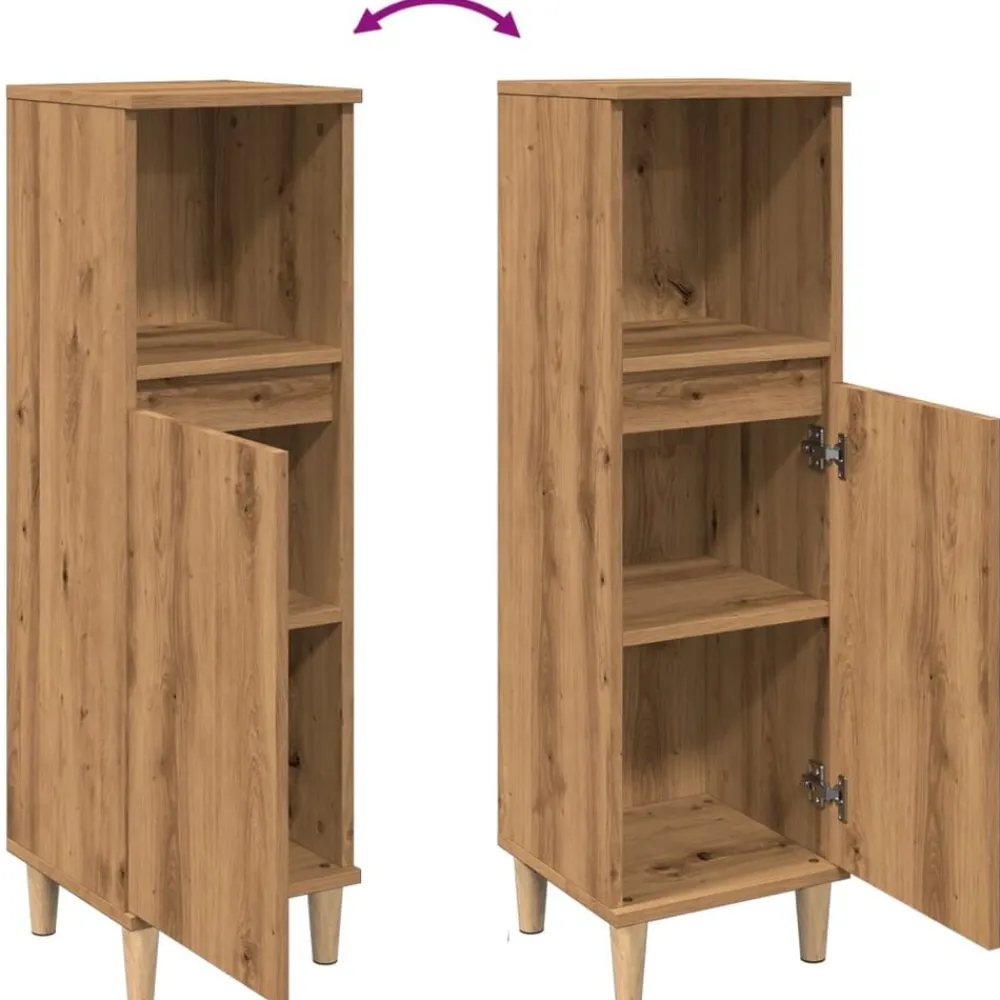 vidaXL Armario de baño madera de ingeniería 30x30x100 cm Roble artisan Clearance