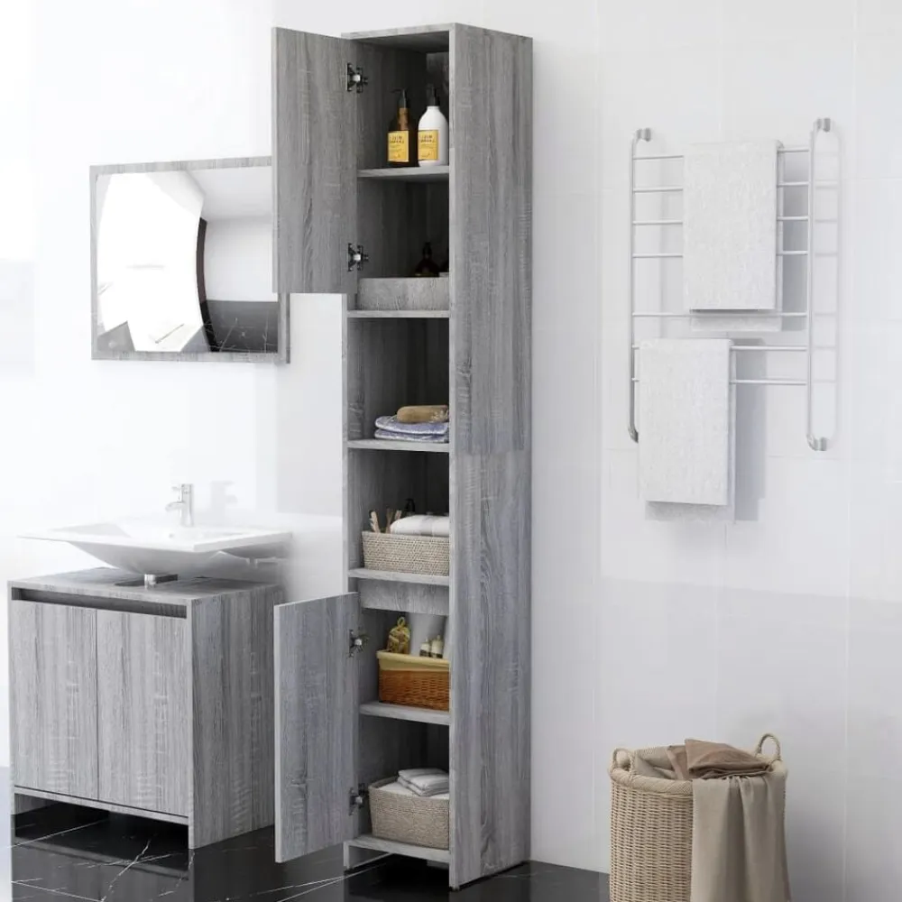 vidaXL Conjuntos De Muebles-Armario de baño madera contrachapada 30x30x183,5 cm