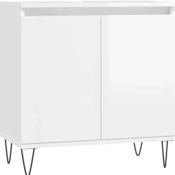 vidaXL Armario de baño madera de ingeniería blanco brillo 58x33x60 cm Blanco brillante Discount