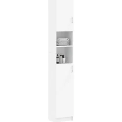 vidaXL Armario de baño madera de ingeniería 32x25,5x190 cm Blanco Discount