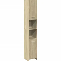 vidaXL Conjuntos De Muebles-Armario de baño madera contrachapada color roble 30x30x183,5 cm