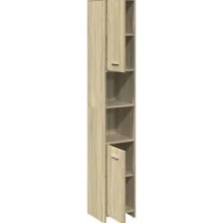 vidaXL Conjuntos De Muebles-Armario de baño madera contrachapada color roble 30x30x183,5 cm