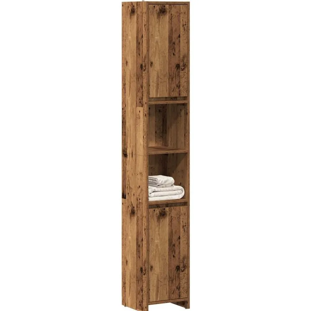vidaXL Armario de baño madera de ingeniería envejecida 30x30x183,5 cm Madera antigua Outlet