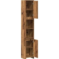 vidaXL Armario de baño madera de ingeniería envejecida 30x30x183,5 cm Madera antigua Outlet