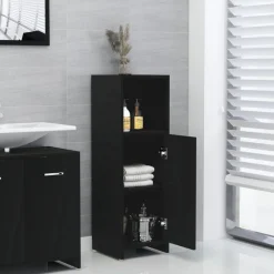 vidaXL Armario de baño madera contrachapada 30x30x95 cm Negro Hot