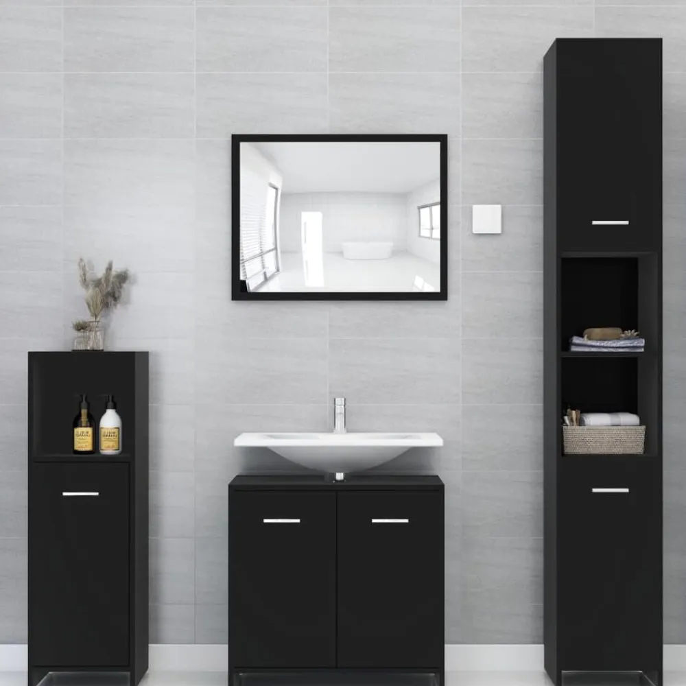 vidaXL Armario de baño madera contrachapada 30x30x95 cm Negro Hot