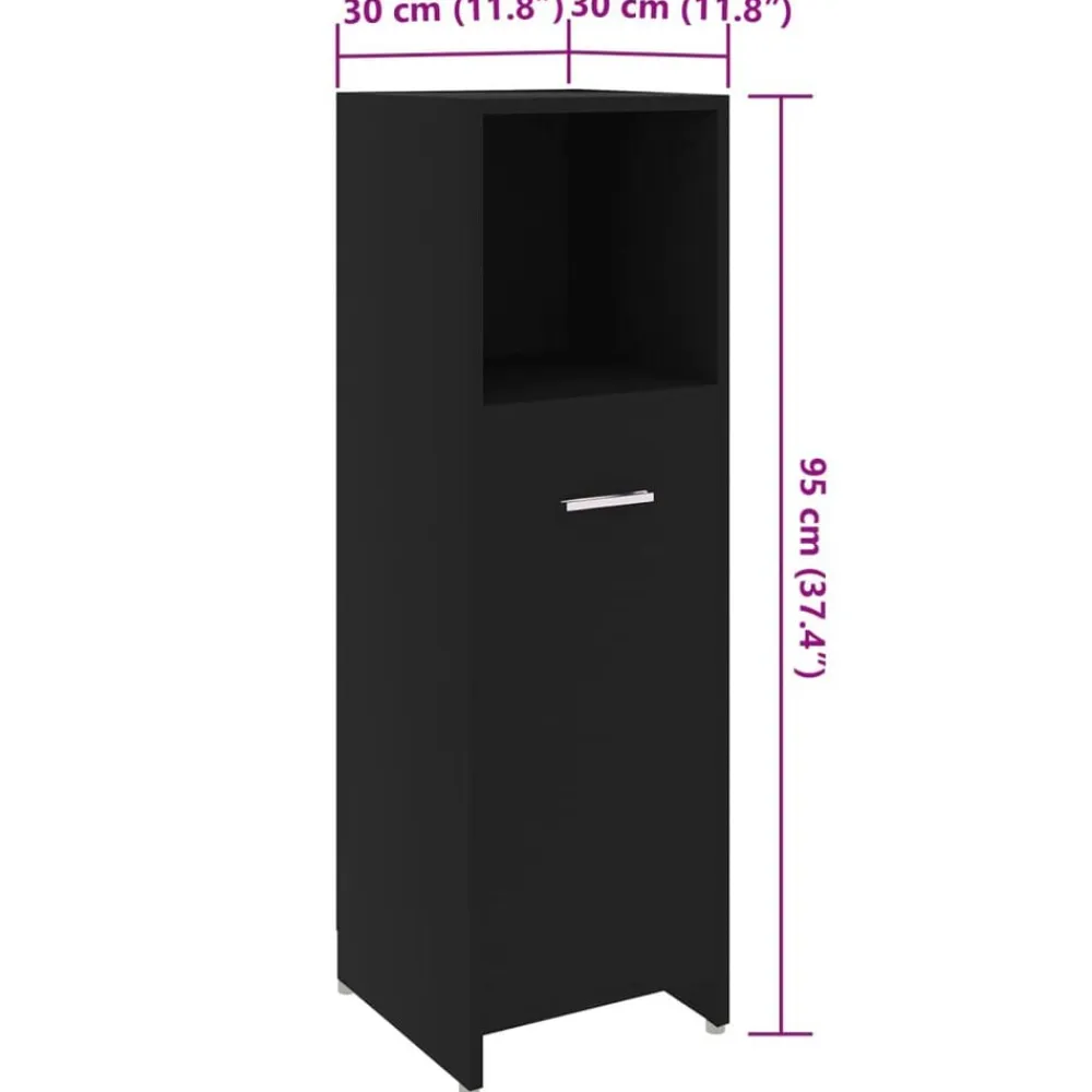 vidaXL Armario de baño madera contrachapada 30x30x95 cm Negro Hot