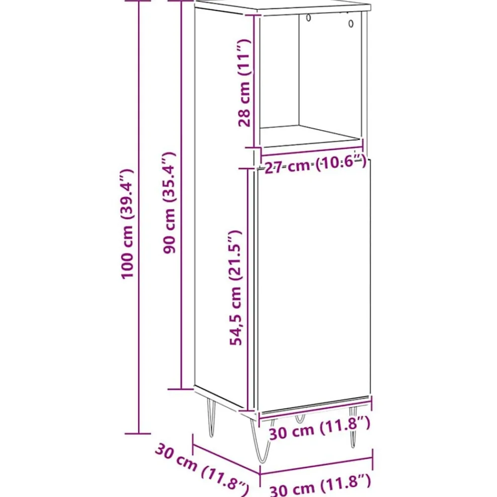 vidaXL Conjuntos De Muebles-Armario de baño madera de ingeniería 30x30x100 cm
