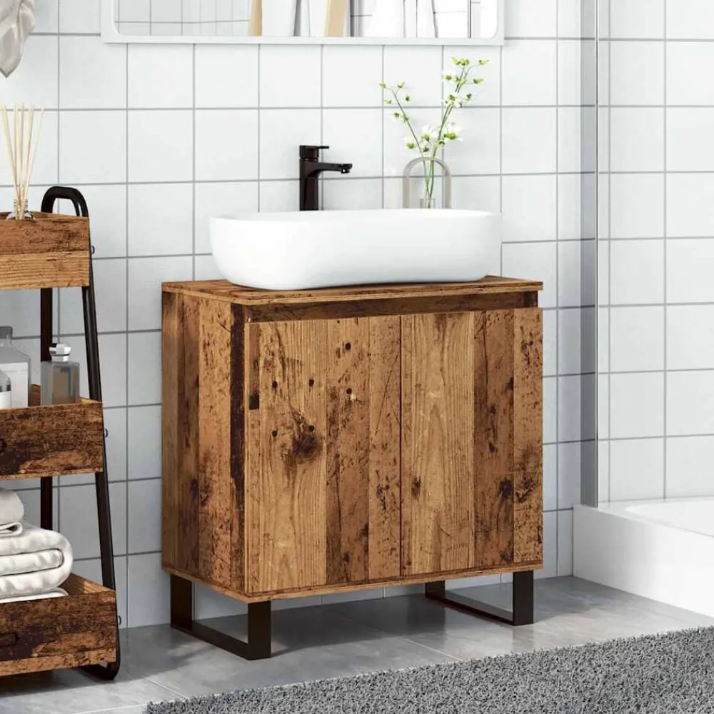 vidaXL Conjuntos De Muebles-Armario de baño madera de ingeniería envejecida 58x33x60 cm