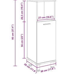 vidaXL Conjuntos De Muebles-Armario de baño madera contrachapada 30x30x95 cm