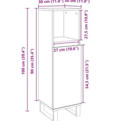 vidaXL Armario de baño madera contrachapada 30x30x100 cm Roble Sonoma Hot
