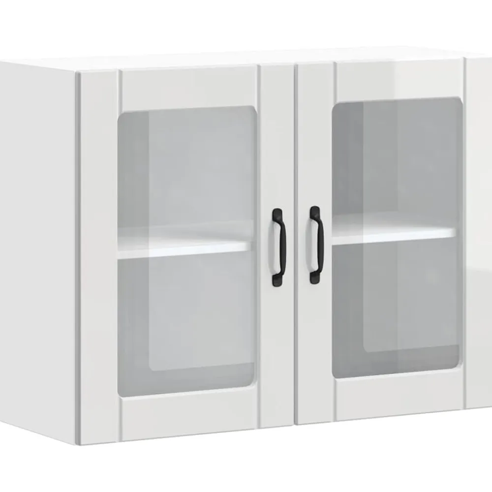 vidaXL Armario de cocina de pared con puerta de cristal "Lucca", madera de ingeniería blanca brillante Hot