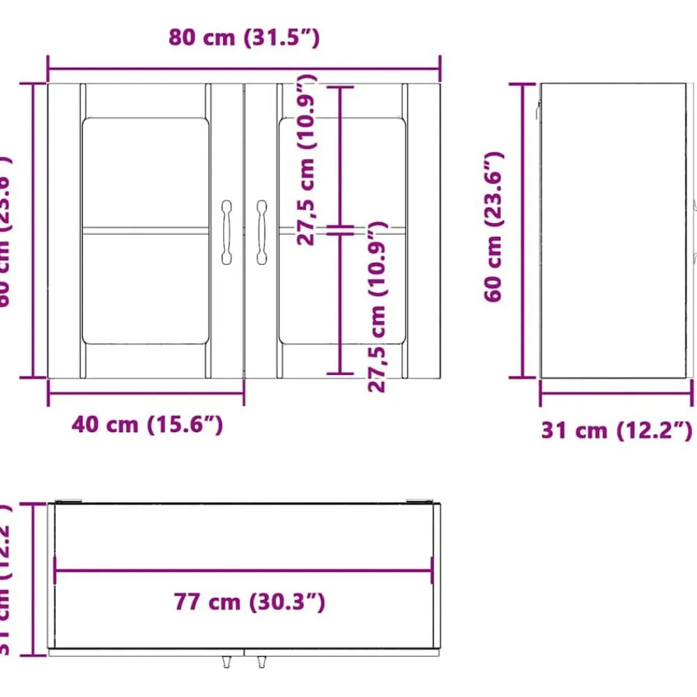 vidaXL Armario de cocina de pared con puerta de cristal "Lucca", madera de ingeniería blanca brillante Hot