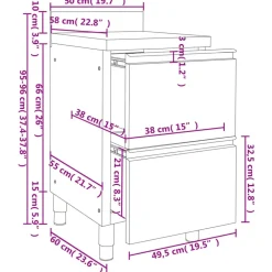 vidaXL Armario de cocina comercial con 2 cajones 50x60x96 cm Sale