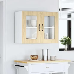 vidaXL Armarios Y Almacenamiento-Armario de cocina de pared con puerta de cristal